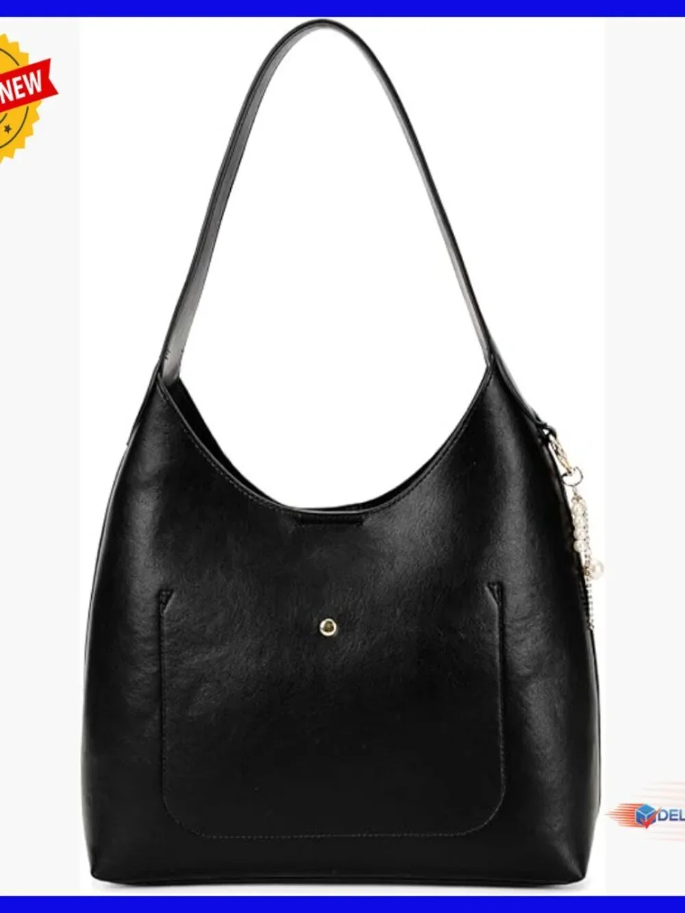 Slouchy PU Leather Hobo Shoulder Bag with Adjustable Strap and Zipper Closure
